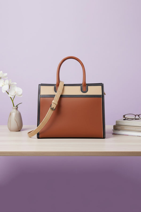 Elegant Colorblock Structured Handbag