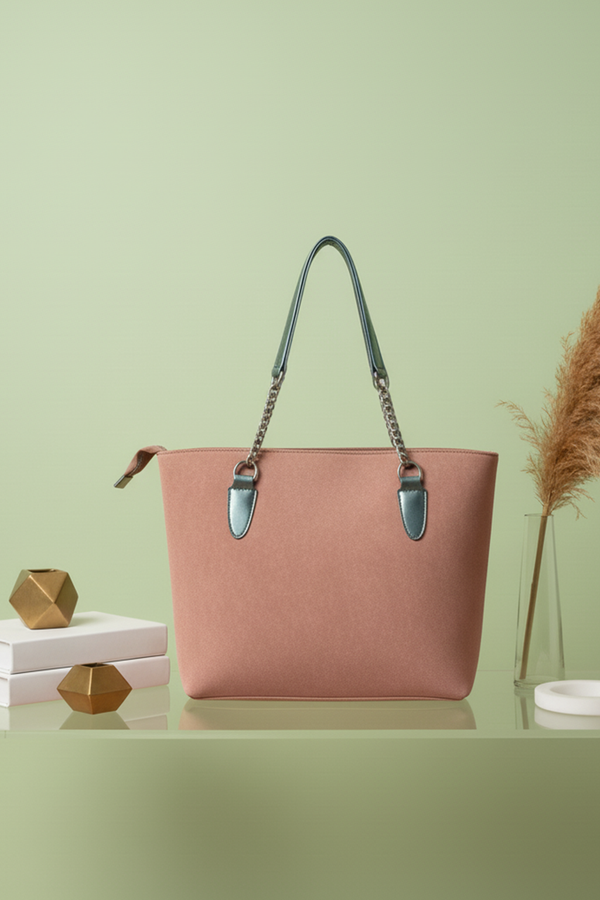 Minimalist Structured Tote Bag with Chain Handles