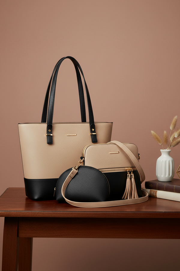 3-Piece Women’s Handbag Set with Tassel Charm