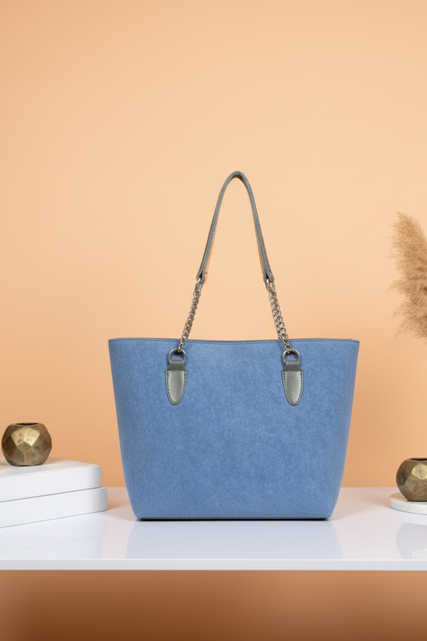 Minimalist Structured Tote Bag with Chain Handles
