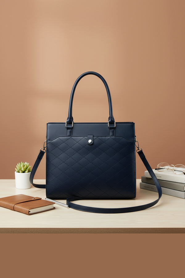 Quilted Structured Tote Bag with Detachable Strap