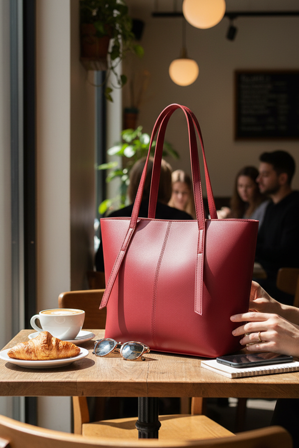 Red PU Leather casual Shoulder Bag