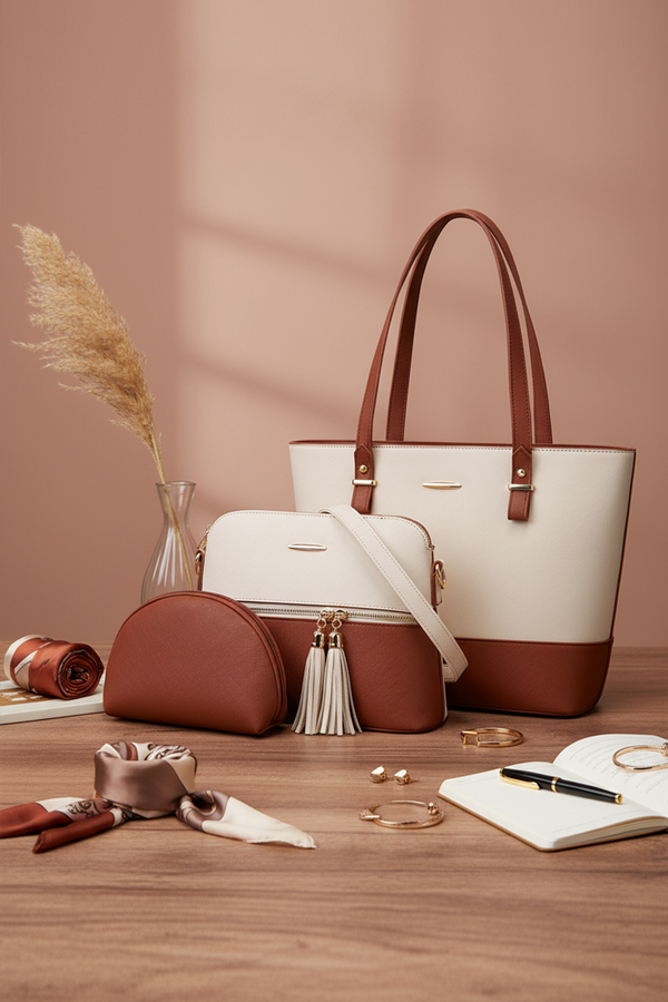 Chic 3-Piece Women’s Handbag Set with Tassel Design