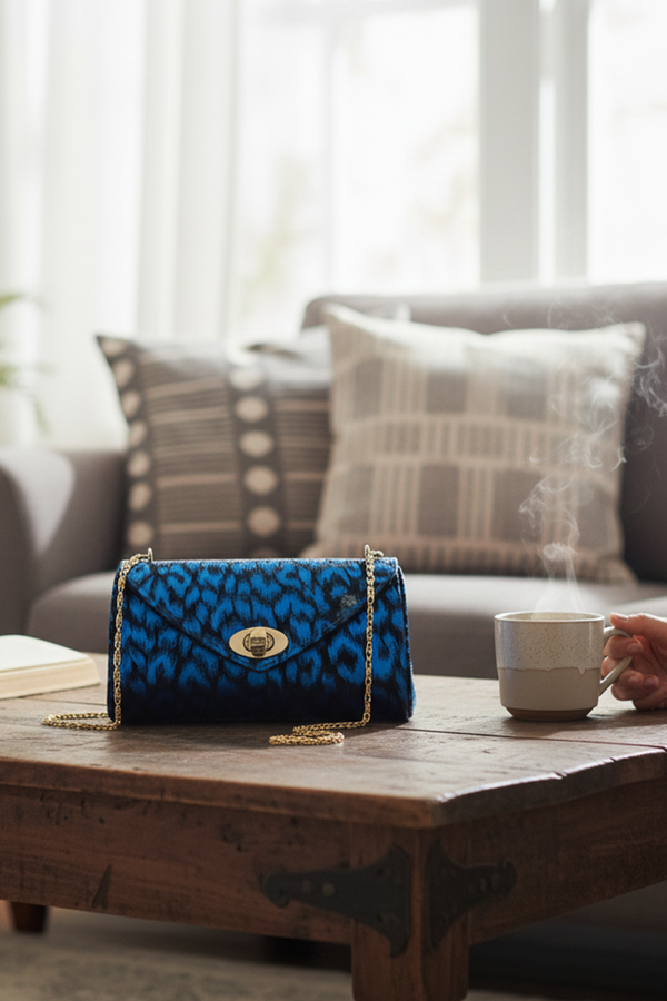 Animal Print Clutch Bag with Chain Strap