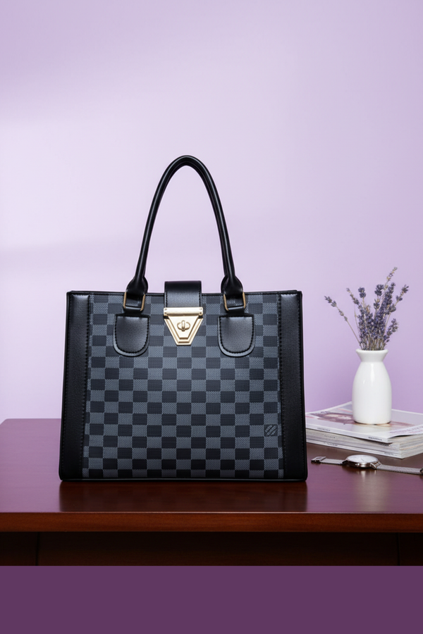 Black Inspired Luxe Checkered Handbag