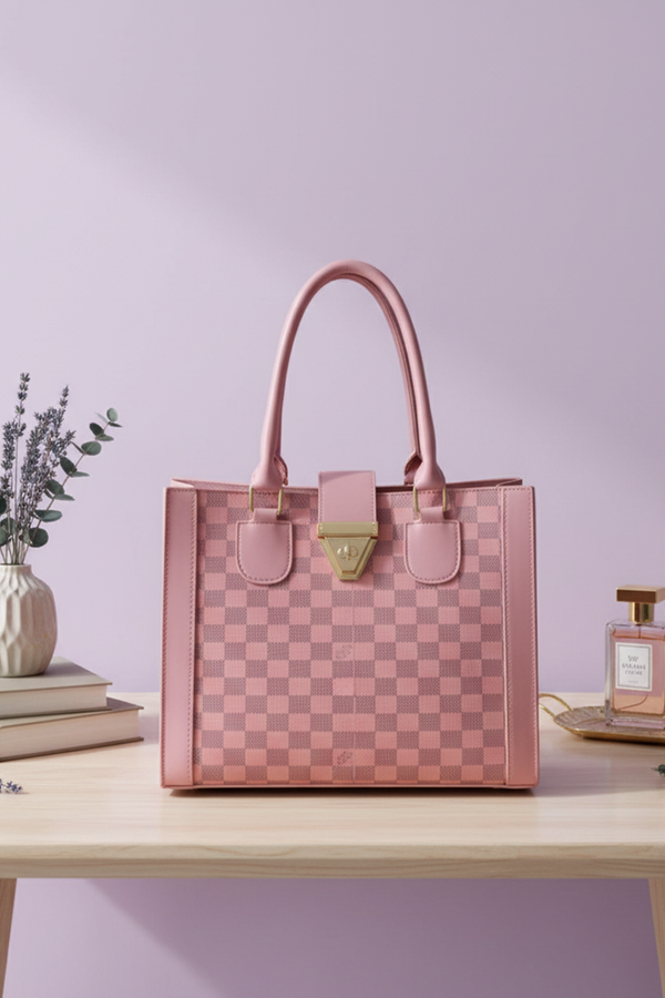 Pink Inspired Luxe Checkered Handbag