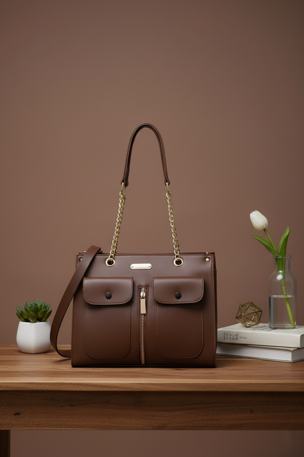 Brown Formal Shoulder Bag