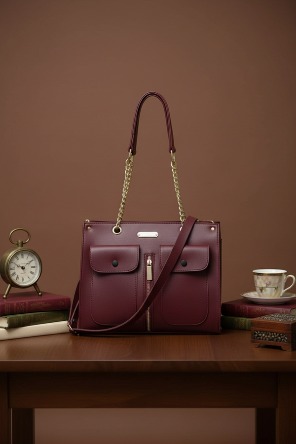 maroon Formal Shoulder Bag