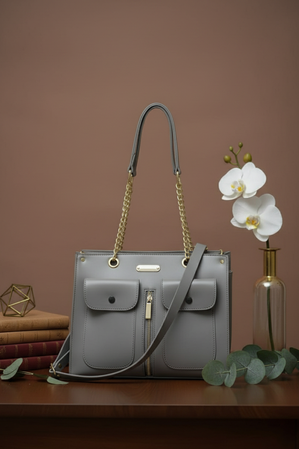 Gray Formal Shoulder Bag
