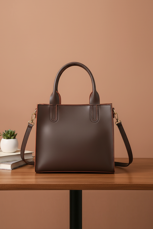 Modern Two-Tone Leather Tote Bag